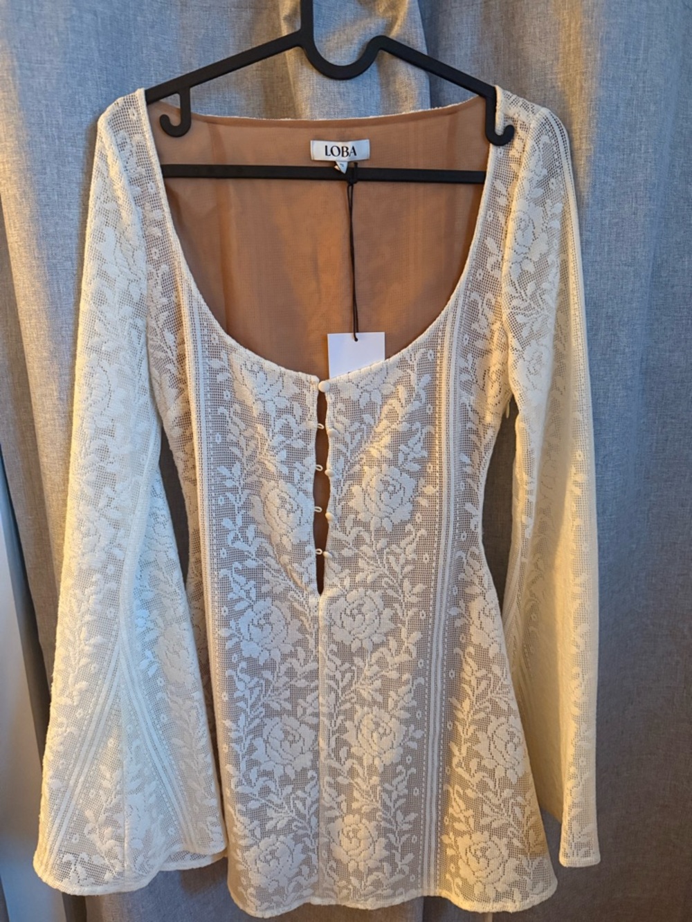 REVOLVE White Lace Long-Sleeve Mini Dress - Picture 3 of 4